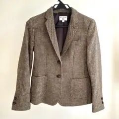 UNIQLO 千鳥柄 テーラードジャケット M イネス　ウール　ブラウン