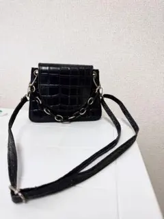 ブラック クロコダイル風 ショルダーバッグ - メルカリ