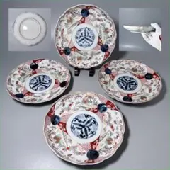 古伊万里　色絵七寸皿　人物　梅　蝶　三方割　幕末〜明治期　21cm　古器を愉しむ 古伊万里 色絵七寸皿 人物 梅 蝶 三方割 幕末〜明治期 21cm 古器を愉し