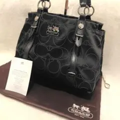 미사용 級COACH Y2k トートバッグ シグネチャー 黒 キャンバスレザー 袋