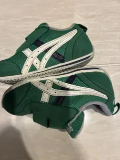 【美品】　asics 緑色 スニーカー マジックテープ　14.0cm 14cm
