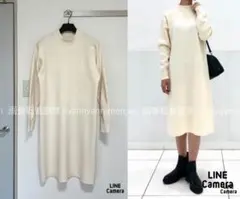 スフレヤーン ハイネック ワンピース ボトルネック アイボリー オフホワイト L