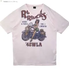 AVIREX ピンナップガール バイクプリント Vネック Tシャツ XLのサムネイル