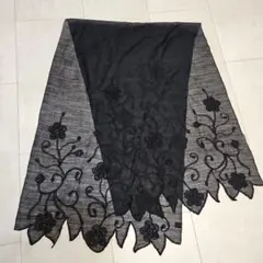 ☆刺繍&ビーズ　大判ストール　インド製　ウール85%・シルク15%