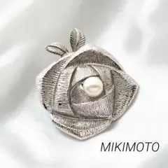 MIKIMOTO　ミキモト　あこや真珠　パール　ブローチ　薔薇　ローズ　MS刻印