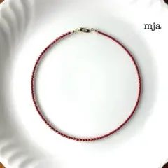 レッドビーズ　バイカラーネックレス