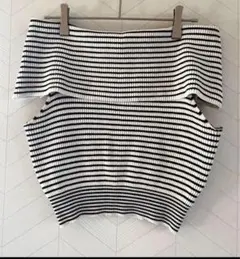 SNIDEL スナイデル オフショルニットプルオーバー ボーダーのサムネイル