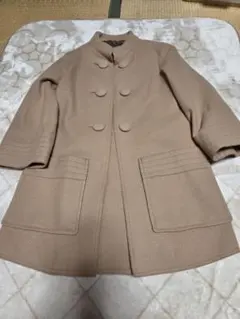 ベージュ ウールコート ダブルブレスト