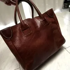 美品　genten ゲンテン☆トスカレザー トートバッグ ロゴ型押し シボ革 茶