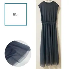 fifth チュール ワンピース フレンチスリーブ ダークグレー free