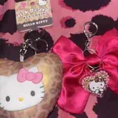 キティ ぬいぐるみチャーム キーホルダー スクバ JK ヒョウ柄 ギャル ピンク