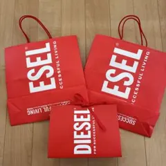 DIESEL 赤 ショッピングバッグ 3枚セット 新品未使用