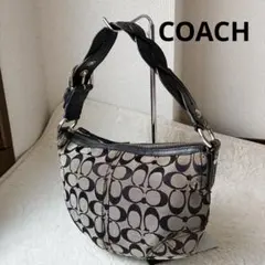 【美品】正規品　COACH コーチ　ワンショルダー　シグネチャー柄　ハーフムーン COACH コーチ ワンショルダーバッグ シグネチャー ハーフムーン - メルカリ