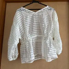 earth music&ecology ギンガムチェック柄シアーカットソー