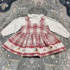 mezzopiano 赤白チェック ワンピースセット90