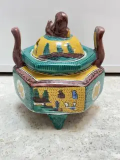 六面香炉　角福　陶器　骨董　美術品 六面香炉 角福 陶器 骨董 美術品
