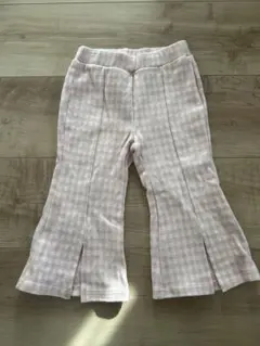 aladin kids ピンクチェック柄フレアパンツ Sサイズ
