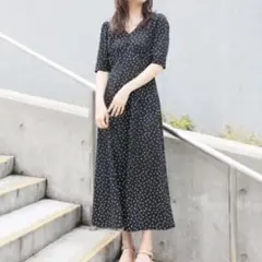 【値下げ】ヘザー Heather ドットワンピース　黒　ブラック