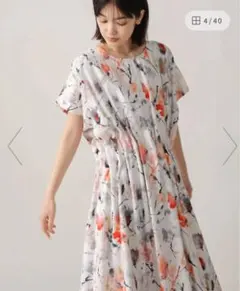 ブージュルード　花柄 半袖ロングワンピース