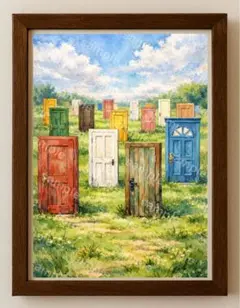 【水彩画アート】風原に立つ扉たち2L版写真用紙