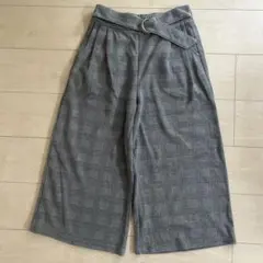グレー系チェック ワイドパンツ 160