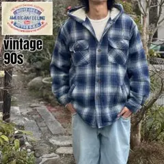 希少 90s オンブレチェック 裏ボア フーディー フランネル ジャケット