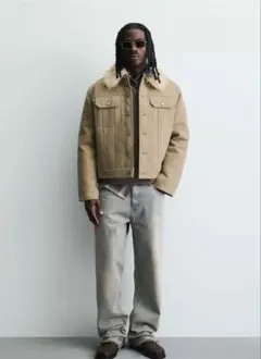 ZARA ザラ コントラストフェイクファー付きコットンジャケット 新品未使用