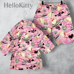 HELLO KITTY 甚平セットアップ ピンク インド綿　サンリオ　ゼブラ