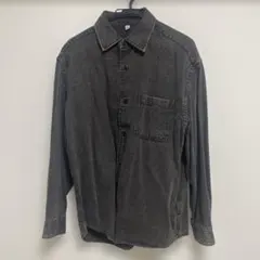 GU デニムシャツ ブラック ウォッシュ 長袖 M カジュアル