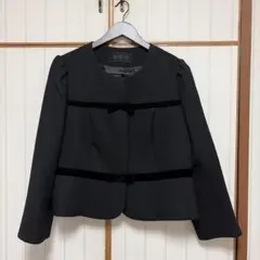リボン付き ノーカラージャケット ブラックのサムネイル