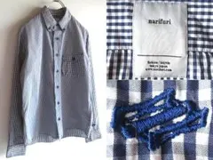 narifuri ロゴ刺繍 クレイジーパターン ギンガムチェックシャツ M