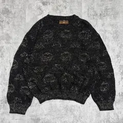 USA製 ニット　セーター　ブラック　ゴールド　y2k アクリルニット