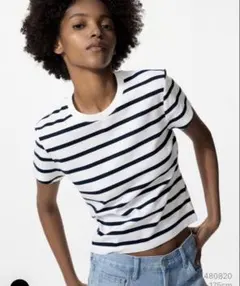 【未使用タグ付】UNIQLO ミニT ボーダー Mサイズ オフホワイト