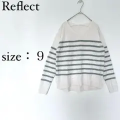 リフレクト　Reflect カシミヤ混　長袖ニット Vネック　9号　日本製　白系