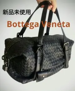 ボッテガヴェネタ ブラック編み込みレザー ミニ ボストンバッグ新品未使用のサムネイル