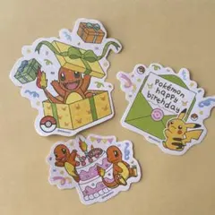 ポケモン韓国 デコステッカー 30周年 ヒトカゲ ゼニガメ フシギダネ