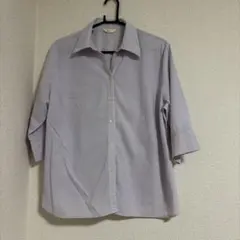 raycassin ストライプ柄 五分袖 シャツ パープル