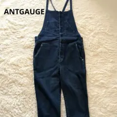 アントゲージ★デニムサロペットパンツ テーパード 前ボタンインディゴL