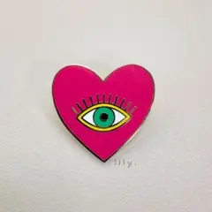 【ピンバッジ】ハートアイ ＊ 一つ目 ピンク