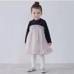 【美品】petit main チュールドッキングワンピース 90 ライトピンク