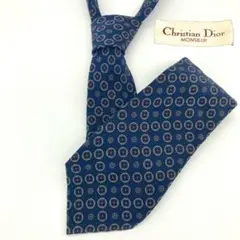 Christian Dior ネクタイ 小紋柄 ディオール ネイビー シルク