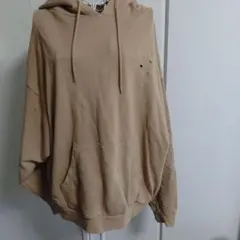 GYDA♥ダメージデザインベージュ フード付き オーバーサイズ パーカーのサムネイル