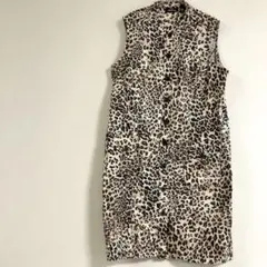 美品✨NINA LEONARD ヒョウ柄 ノースリーブチュニック ワンピース