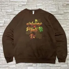 ジャージーズ スウェット ブラウン 葉っぱ 紅葉 USA古着 フロントロゴ