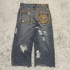Timberland 00s バギーデニム ワイド ダメージ加工 34 BZ63のサムネイル