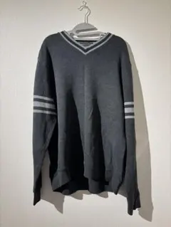 90s〜BANANA REPUBLIC グレー Vネックセーター L