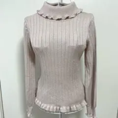 アクシーズファム　リブ編みフリル　タートルニット　セーター　axes femme