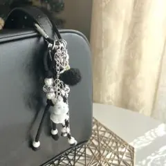 じゃらじゃらキーホルダー　うさぎ　モノトーン