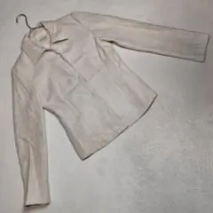 良品★LA-BREA ジャケット ツイード タイト 日本製 アイボリー L