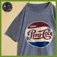 企業ビッグロゴPEPSICOLAペプシコーラTシャツtシャツ霜降りフェードブルーのサムネイル